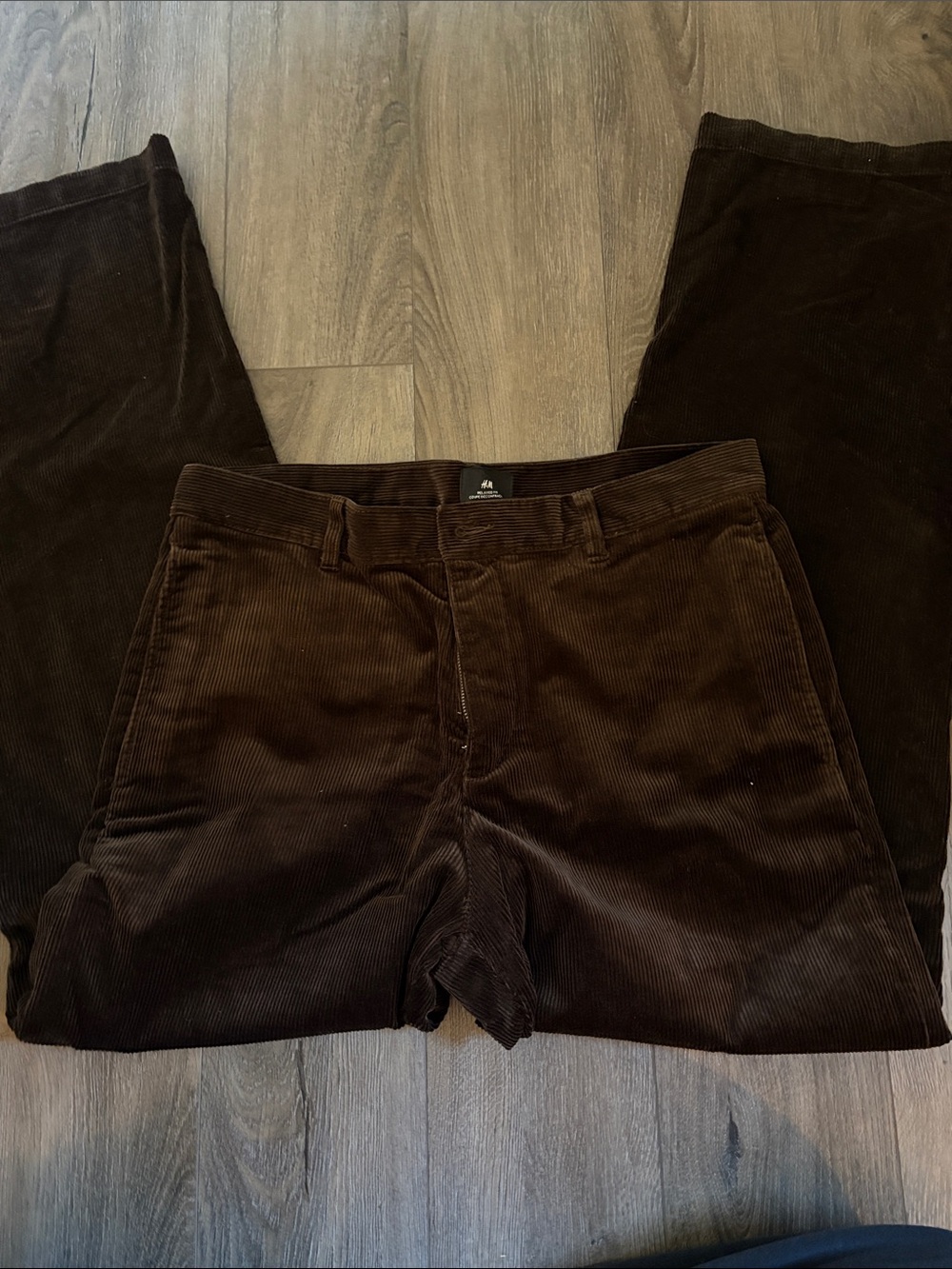 H&M Dark Brown Corduroy Trousers for Men
